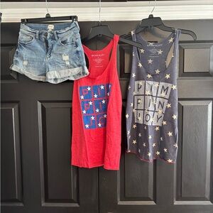 Lot of 3 - Pimp in Joy Tank Tops and Denim Shorts